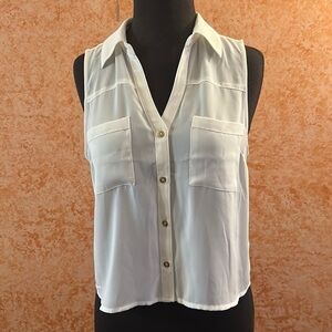 GUESS Sleeveless White Sheer Blouse size Small
